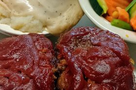 Meatloaf, crafted just the way Ma makes it, accompanied by creamy mashed potatoes. WHEN AVAILABLE